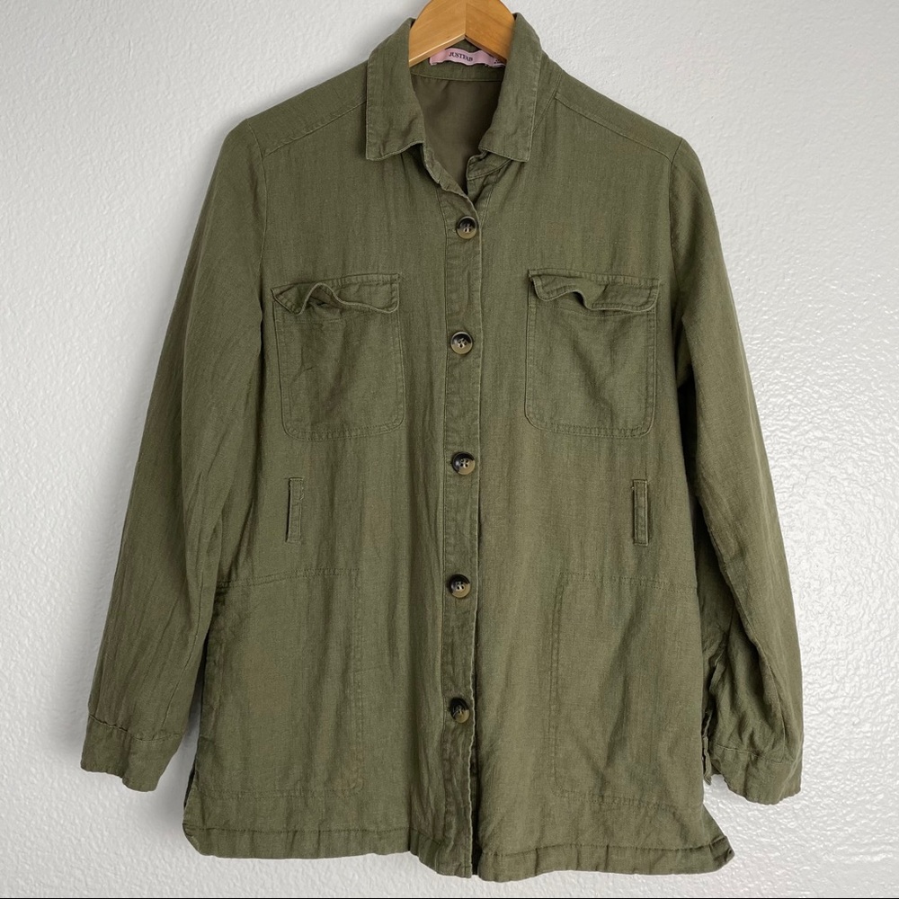 JUSTFAB Army Linen Canvas Jacket - Picture 1 of 9